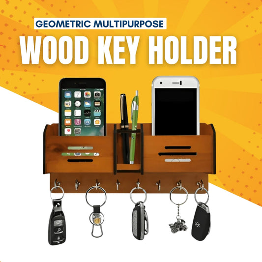 Geometric Multipurpose Wood Key Holder with Ideal for Home Decoration