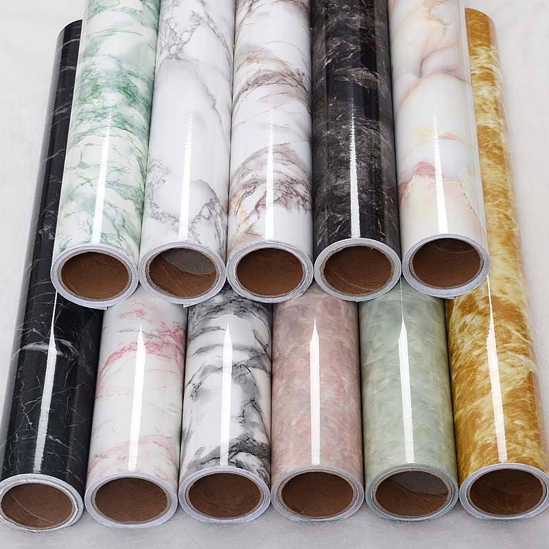 Sticky Self-Adhesive Marble Black & White Design Sheet Roll Sticker Paper