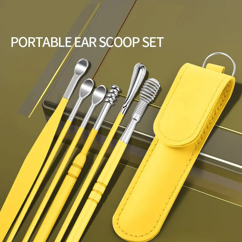 Ear Wax Cleaning Kit, 6 Pcs Ear Pick Tools, Wax Removal Kit, Ear Cleaning ,Spring