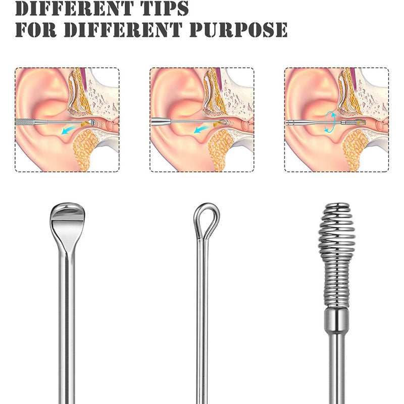 Ear Wax Cleaning Kit, 6 Pcs Ear Pick Tools, Wax Removal Kit, Ear Cleaning ,Spring